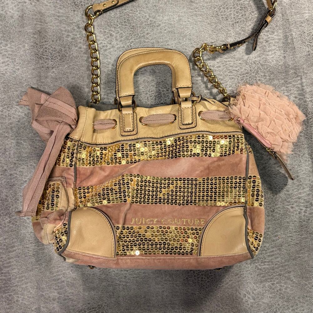 Vintage Juicy Couture Pink and Gold Daydreamer Satchel
